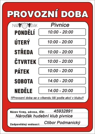 !!! POZOR OD 20.10. 2025 ZMĚNA OTEVÍRACÍ DOBY NÁROĎÁK JAROMĚŘ !!!